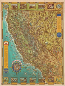 1962 Rude Pictorial Map of California and Nevada