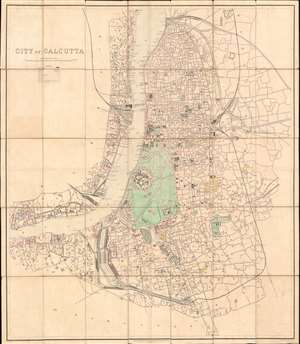 1912 Burrard Survey of India Large-Format Map of Calcutta / Kolkata