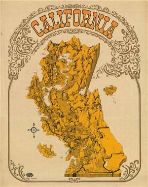 1968 Pictorial Map of California from the Peak of the Hippie Era