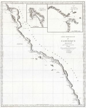 1799 Vancouver Map of the California Coast w/ San Francisco and San Diego Bays