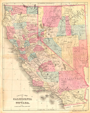1881 Bradley Map of California and Nevada
