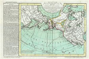 1781 Buache de Neuville Map of North America, the Arctic, Alaska, and Siberia