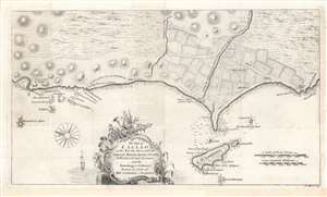 1753 Jefferys Map of Callao (Lima), Peru and Chart of Adjacent Coastline