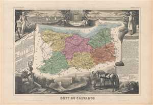 1852 Levasseur Map of the Department Du Calvados, France