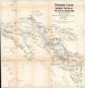 1900 Otis Map of Southern Luzon, the Philippines, during Philippine-American War