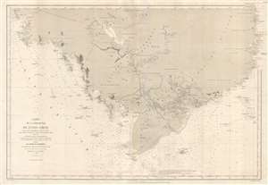 1880 Depot de la Marine Map of Cambodia - Bankgok to Saigon