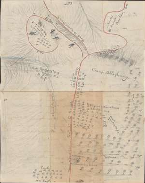 1860s Manuscript Map of the Civil War Battle of Camp Allegheny, West Virginia