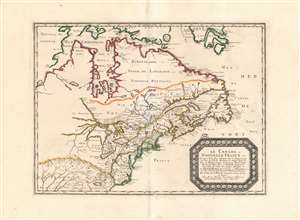 1656 Sanson Map of Canada and the Great Lakes