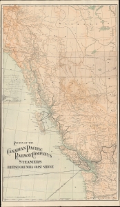 1907 Poole Brothers Map of Canadian Pacific Steamship Lines, Yukon Gold Rush