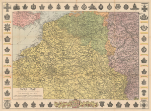 1918 Montreal Star World War I Map of France and Belgium (Western Front)