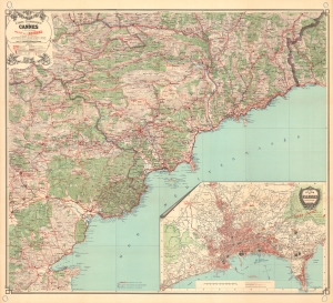 1925 Blondel la Rougery Map of the French Riviera: St. Tropez, Cannes, Nice