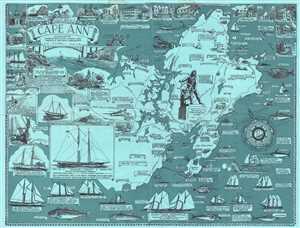 1947 O'Toole Pictorial Map of Cape Ann, Massachusetts