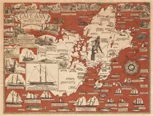 1948 O'Toole Pictorial Map of Cape Ann, Massachusetts