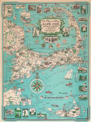 1956 Clara Chase Pictorial Map of Cape Cod, Massachusetts