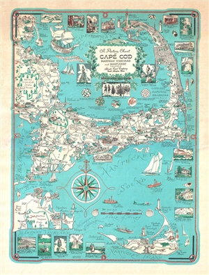 1960 Ernest Dudley Chase Map of Cape Cod (with Kennedy Compound)