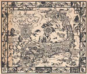 1930 Town Crier Pictorial Map of Cape Cod, Massachusetts