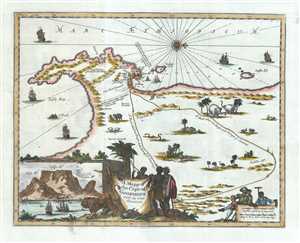 1703 Johannes Map of the Cape of Good Hope, South Africa