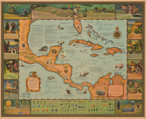 1959 Logan and Pike Map of Sunken Treasure in the Caribbean and West Indies (Signed)