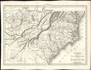 1801 Tardieu Map of the Carolinas, Kentucky, and Tennessee w/Georgia