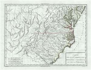 1795 Tardieu Map of Map of North Carolina, South Carolina, and Virginia