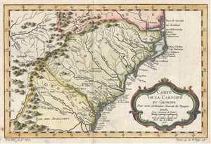 1757 Bellin Map of Carolina and Georgia