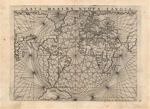 1561 Ruscelli/ Gastaldi Mariner's Map of the World