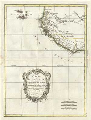 1771 Bonne Map of the Guinea Coast of West Africa and the Cape Verde Islands