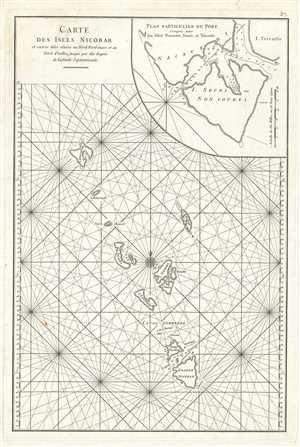 1775 Mannevillette Nautical Chart or Map of the Nicobar Islands, India