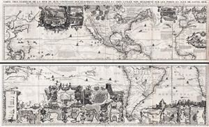 1719 Chatelain Dramatic Wall Map of the Americas and the Pacific