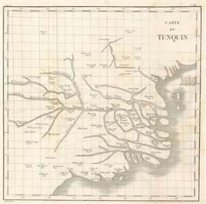 1810 Porlier Map of the Red River System and the Gulf of Tonkin, Vietnam