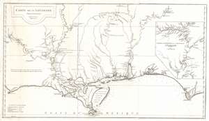 1752 Anville Map of the Gulf Coast and Mississippi River Delta