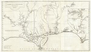1752 Anville Map of the Gulf Coast and Mississippi River Delta