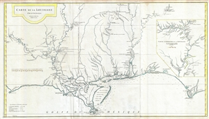 1752 Anville Map of the Gulf Coast and Mississippi River Delta