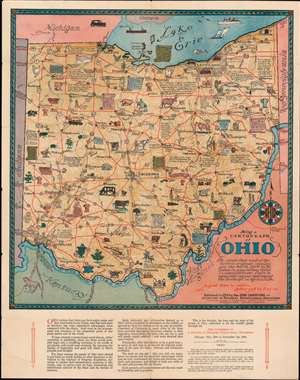 1933 Sewah Studios Pictorial Map of Ohio (The Chicago World's Fair)