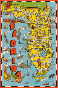 1946 Skacel Cartoon Map of Florida