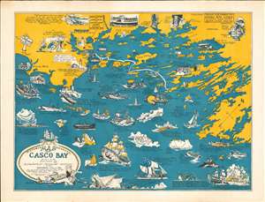 1950 Snow and Hill Map of Casco Bay, Portland Area, Maine