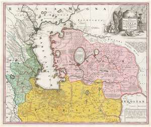 1735 Homann / Maas Map of the Caspian Sea, Persia, Uzbekistan