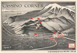 1944 Chapin Map of the Battle of Monte Cassino in Italy During World War II