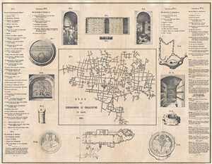 1849 Map of the Catacombs of Callixtus or Cemetery of Callixtus, Rome