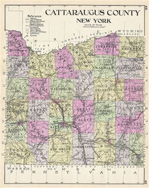 1912 Century Map of Cattaraugus County, New York