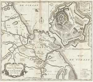 1767 Isaak Tirion Map of Cayenne, French Guiana