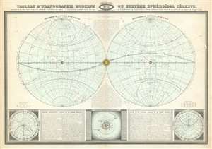 1860 Garnier Celestial or Star Map in Two Hemispheres