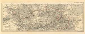 1893 Johnston Map of Central Asia Tracing the Route of the Earl of Dunmore