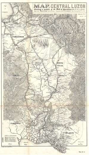 1899 Otis Map of Central Luzon, Philippines, during the Philippine-American War