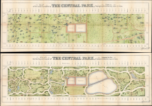 1856 Viele Plan or Map of Central Park (first map of Central Park, 2 pieces)