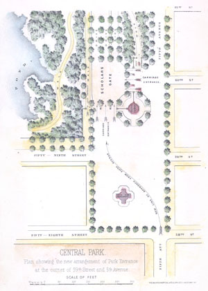1869 Knapp Map of the Southeast Corner of Central Park (Grand Army Plaza) New York City