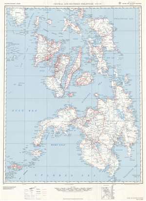 1944 Army Map Service Road Map of the Central and Southern Philippines