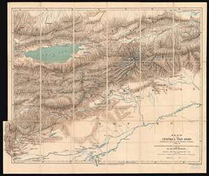 1905 Merzbacher Map of Western China and Kyrgyzstan: Tian Shan Mountains