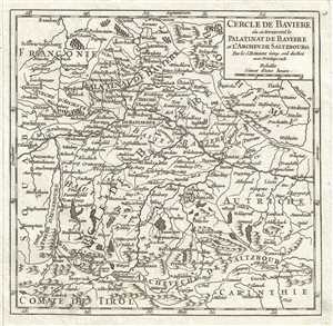 1748 Vaugondy Map of Bavaria and Salzburg, Germany
