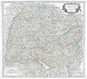 1751 Vaugondy Map of Swabia, Germany